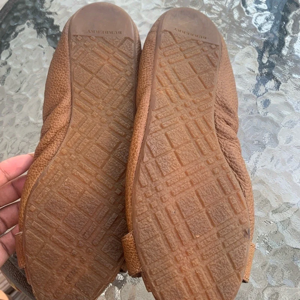 Burberry luxury‎ Leather Medallion Peep Toe flats loafers vintage shoes